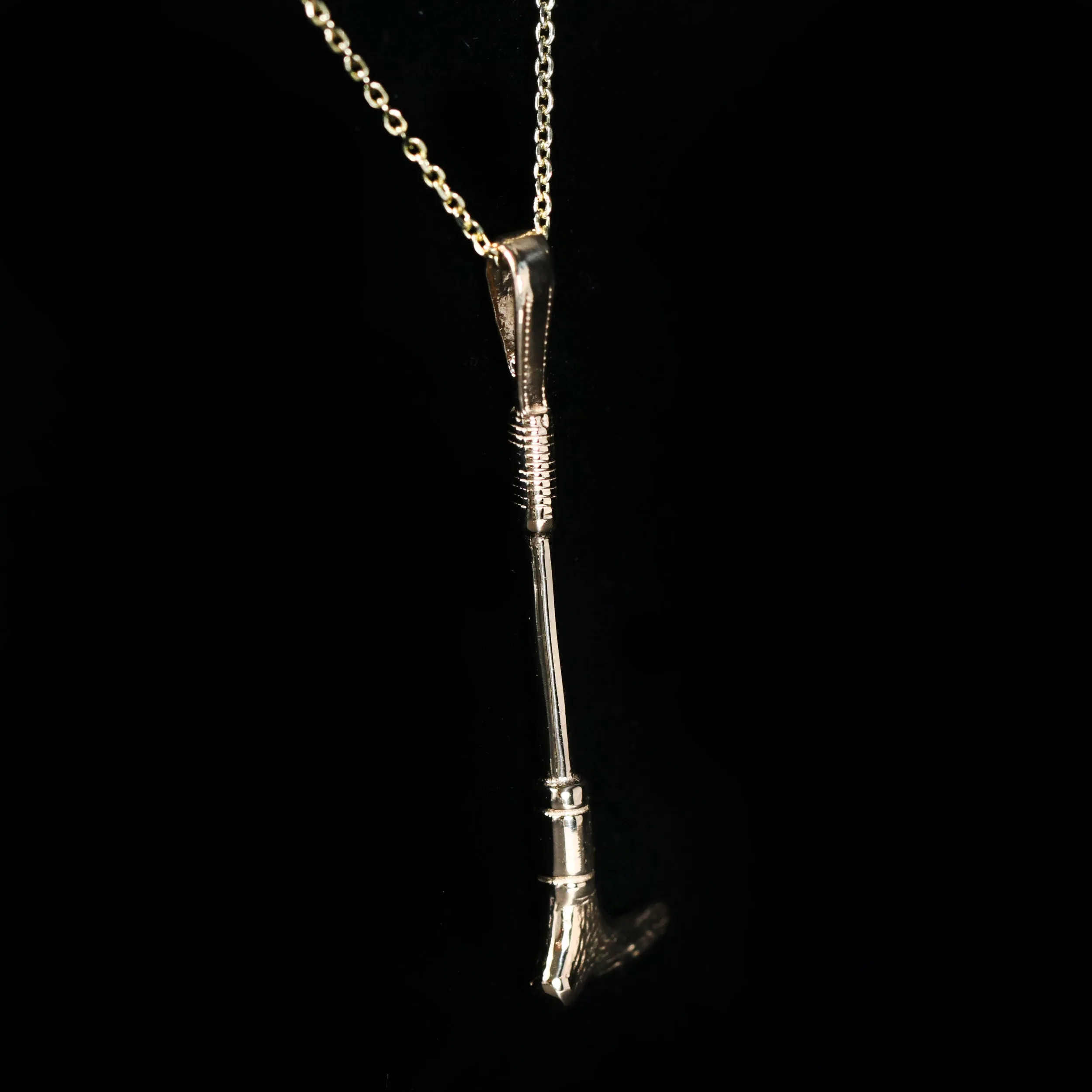 14k Yellow Gold Riding Crop Charm Pendant