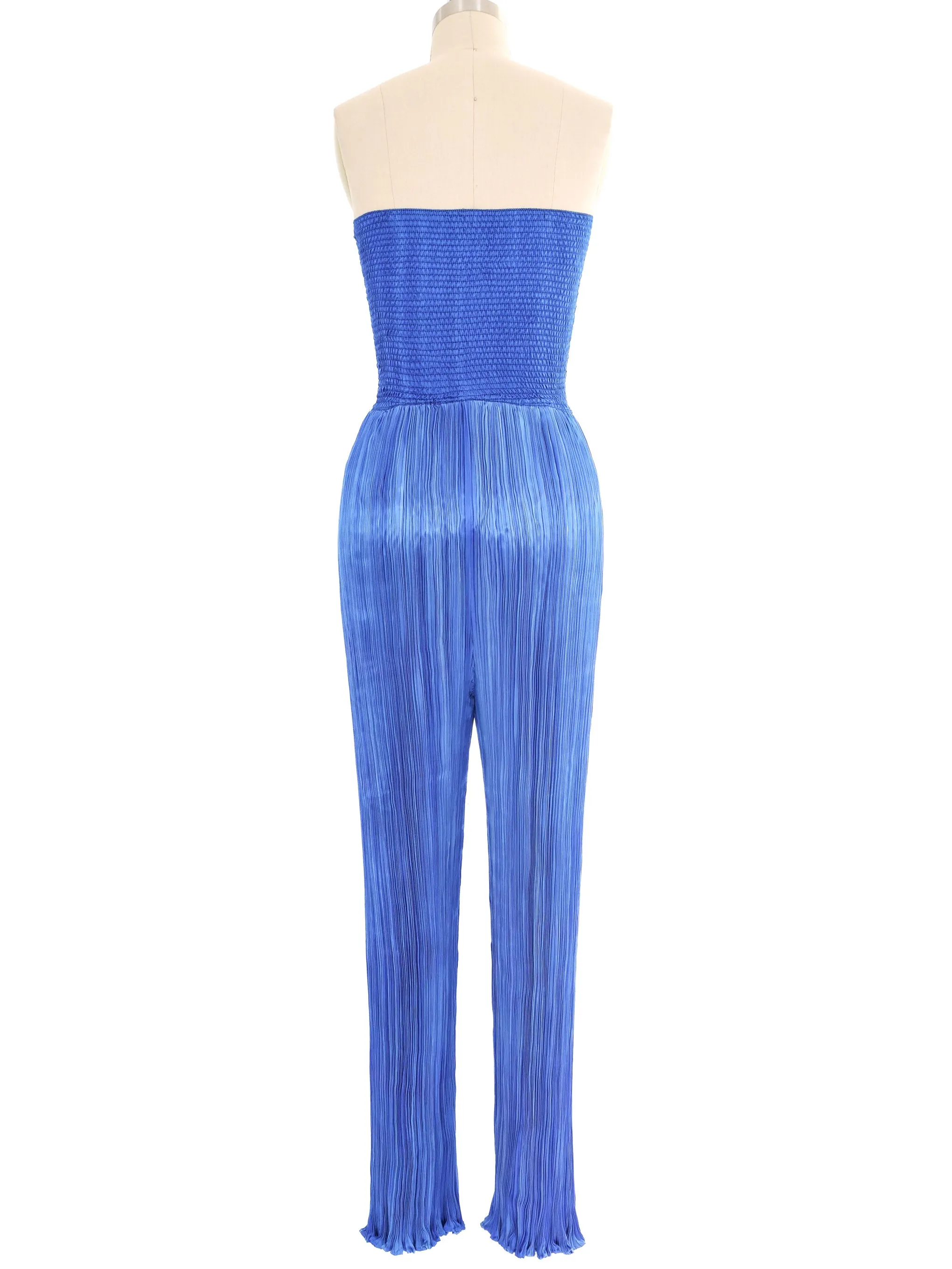 1980s Ian & Marcel Deep Teal Plisse Pleat Jumpsuit Ensemble