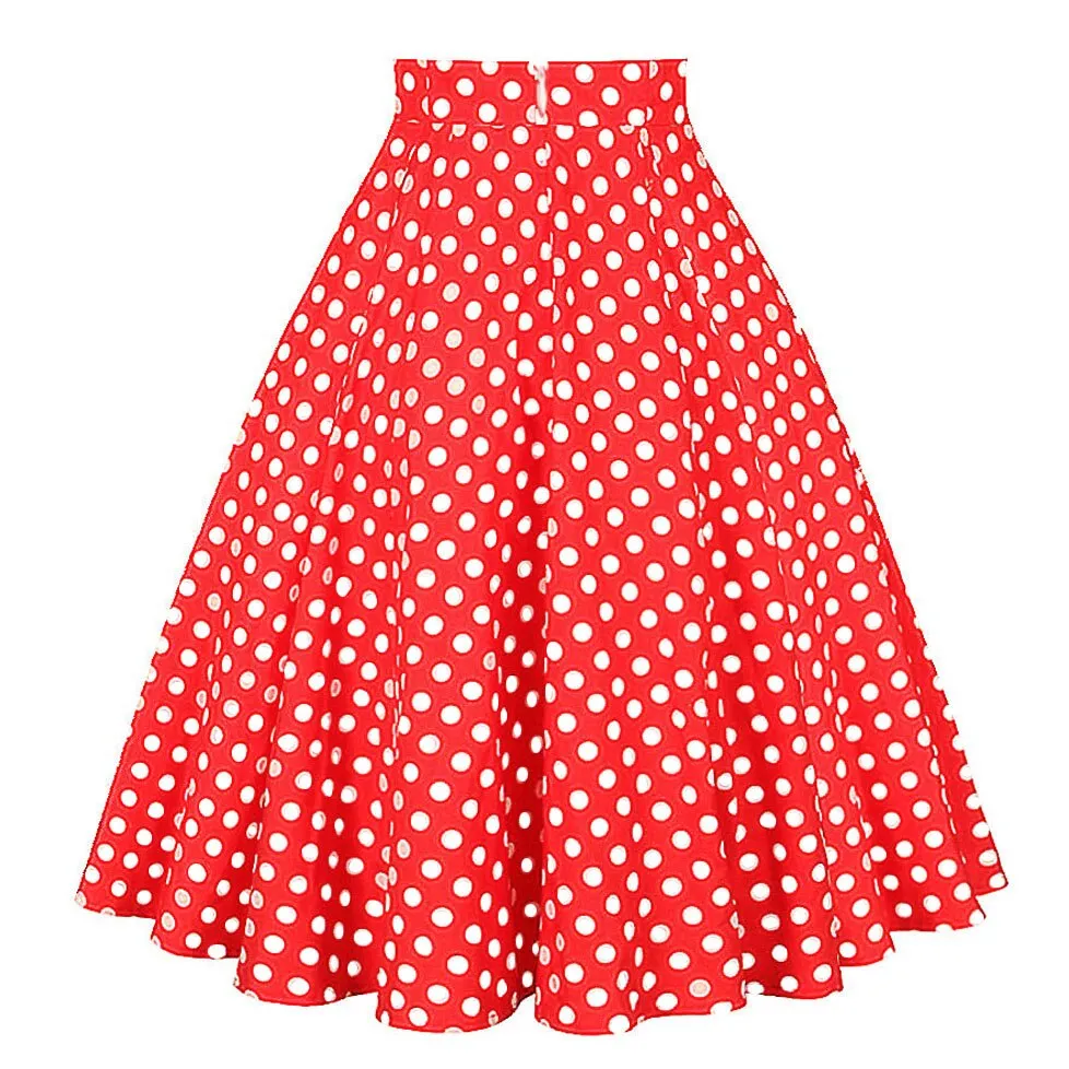 2021 Casual High Waist Cotton Daily Skirt For Summer Slim A-line Women Knee-length Office Big Swing Rockabilly Party 50s Skirts