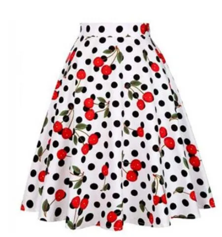 2021 Casual High Waist Cotton Daily Skirt For Summer Slim A-line Women Knee-length Office Big Swing Rockabilly Party 50s Skirts