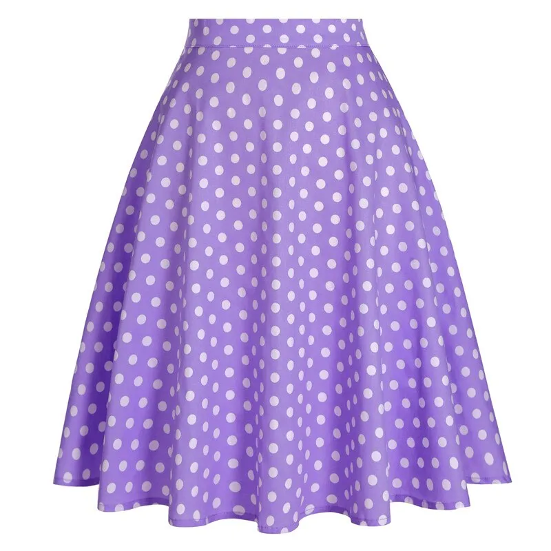 2021 Casual High Waist Cotton Daily Skirt For Summer Slim A-line Women Knee-length Office Big Swing Rockabilly Party 50s Skirts