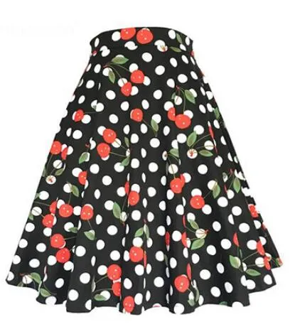 2021 Casual High Waist Cotton Daily Skirt For Summer Slim A-line Women Knee-length Office Big Swing Rockabilly Party 50s Skirts