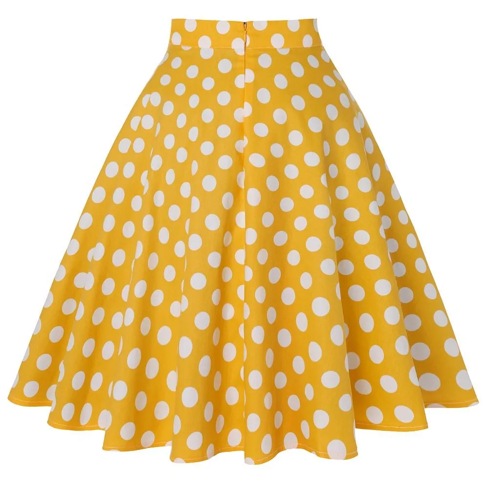 2021 Casual High Waist Cotton Daily Skirt For Summer Slim A-line Women Knee-length Office Big Swing Rockabilly Party 50s Skirts