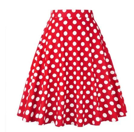 2021 Casual High Waist Cotton Daily Skirt For Summer Slim A-line Women Knee-length Office Big Swing Rockabilly Party 50s Skirts