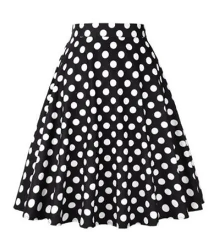 2021 Casual High Waist Cotton Daily Skirt For Summer Slim A-line Women Knee-length Office Big Swing Rockabilly Party 50s Skirts