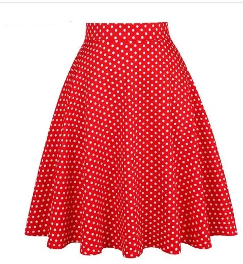 2021 Casual High Waist Cotton Daily Skirt For Summer Slim A-line Women Knee-length Office Big Swing Rockabilly Party 50s Skirts