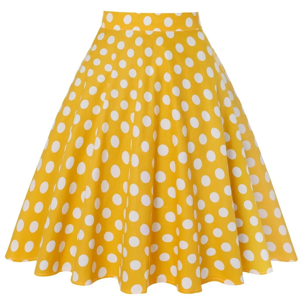2021 Casual High Waist Cotton Daily Skirt For Summer Slim A-line Women Knee-length Office Big Swing Rockabilly Party 50s Skirts