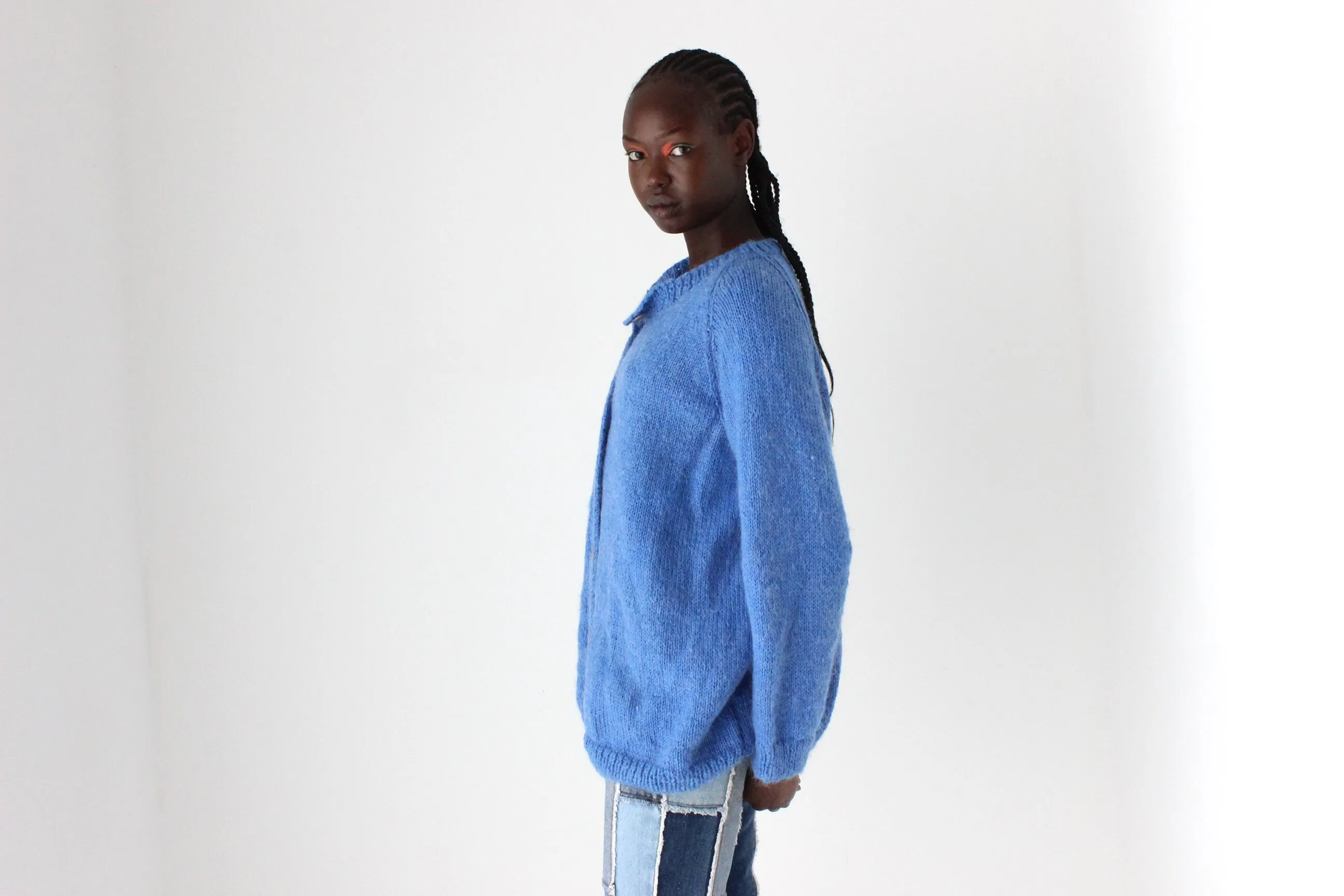 80s Hand Made Chunky Wool Button Front Knit