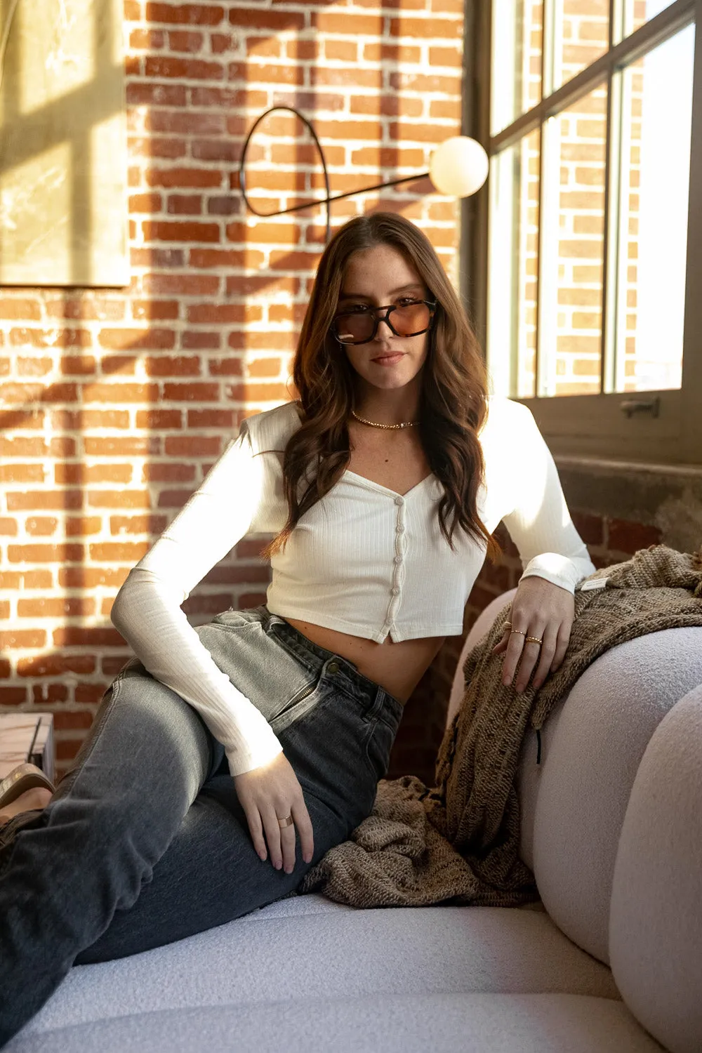 A Little Buttoned Top in Cream