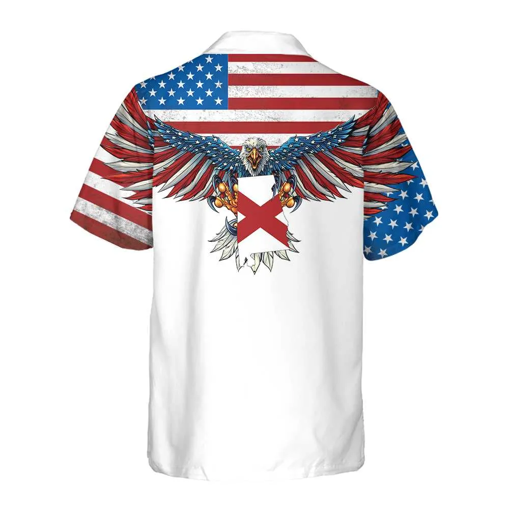 Alabama State And American Eagle Hawaiian Shirt, Unique Alabama Shirt, Alabama Collared Shirt For Adults