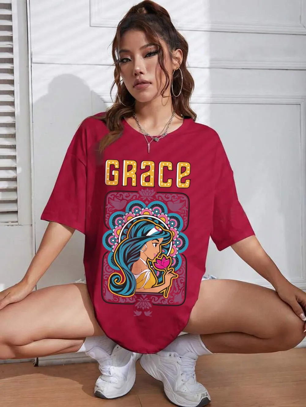 ALADIN: HER GRACE Graphic Printed Womens Drop Shoulder T-shirt Legacy Boutiques Bangladesh