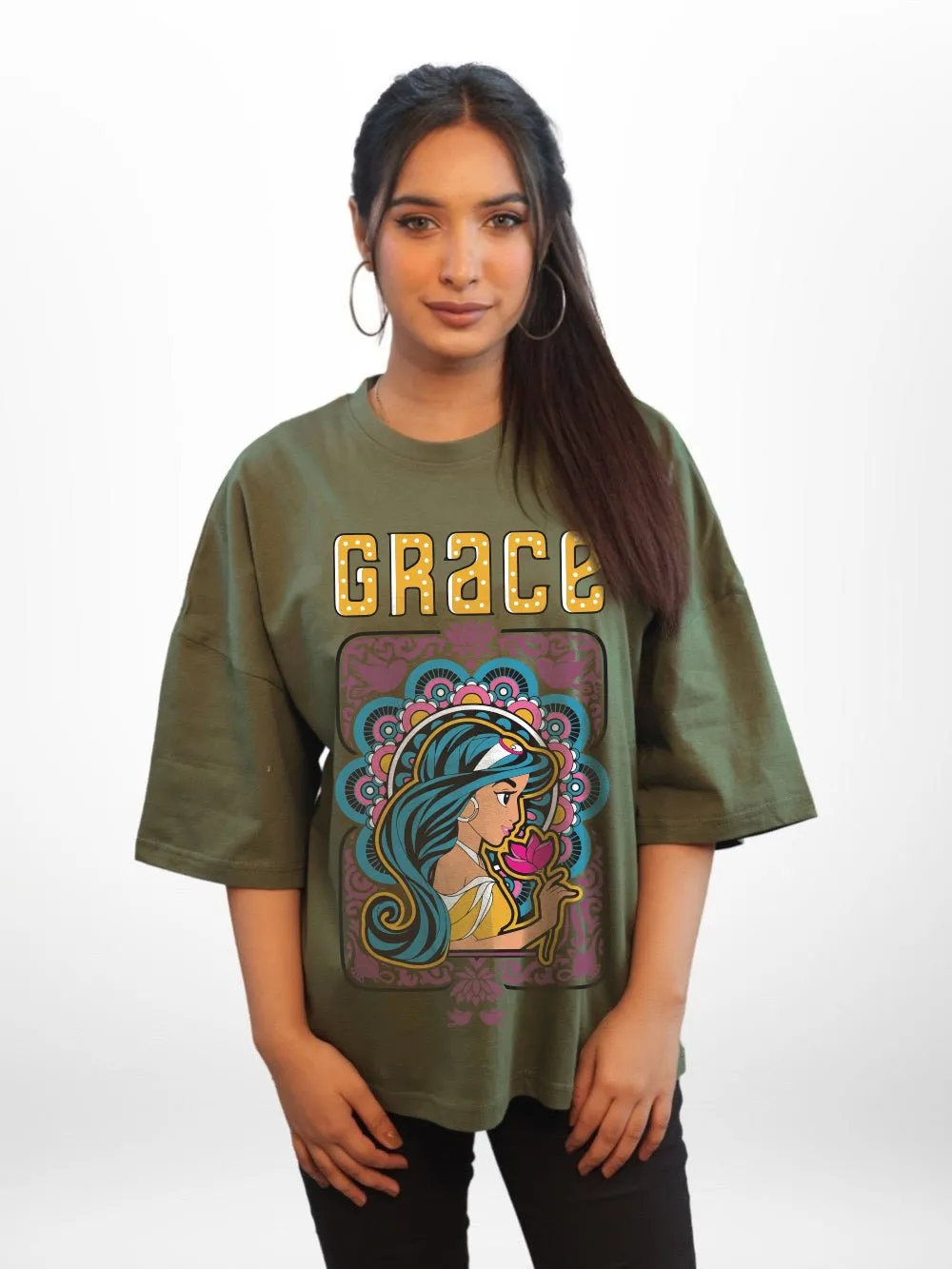 ALADIN: HER GRACE Graphic Printed Womens Drop Shoulder T-shirt Legacy Boutiques Bangladesh