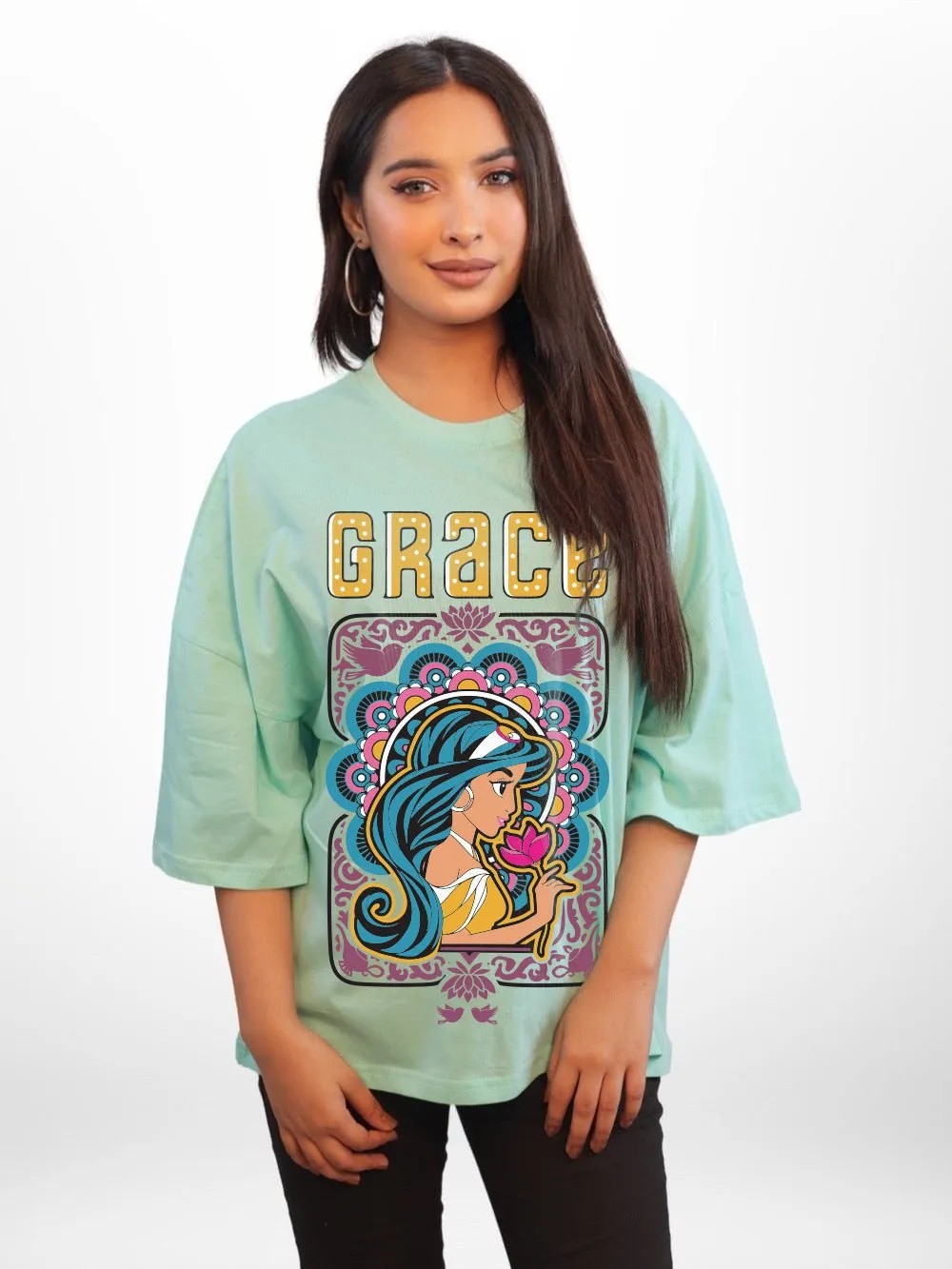 ALADIN: HER GRACE Graphic Printed Womens Drop Shoulder T-shirt Legacy Boutiques Bangladesh