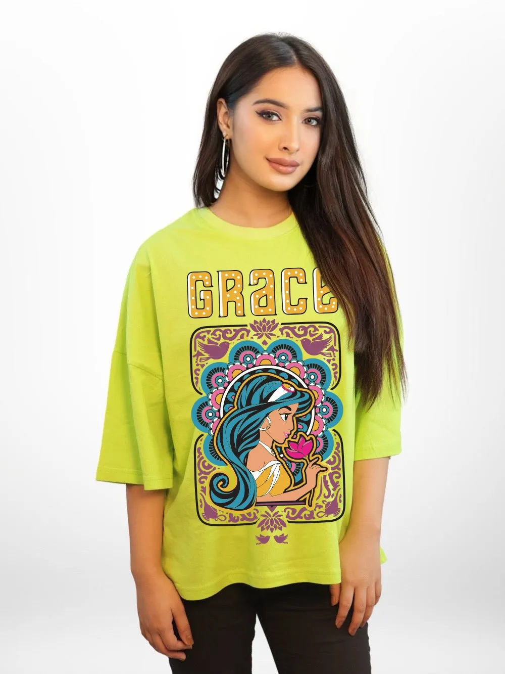 ALADIN: HER GRACE Graphic Printed Womens Drop Shoulder T-shirt Legacy Boutiques Bangladesh