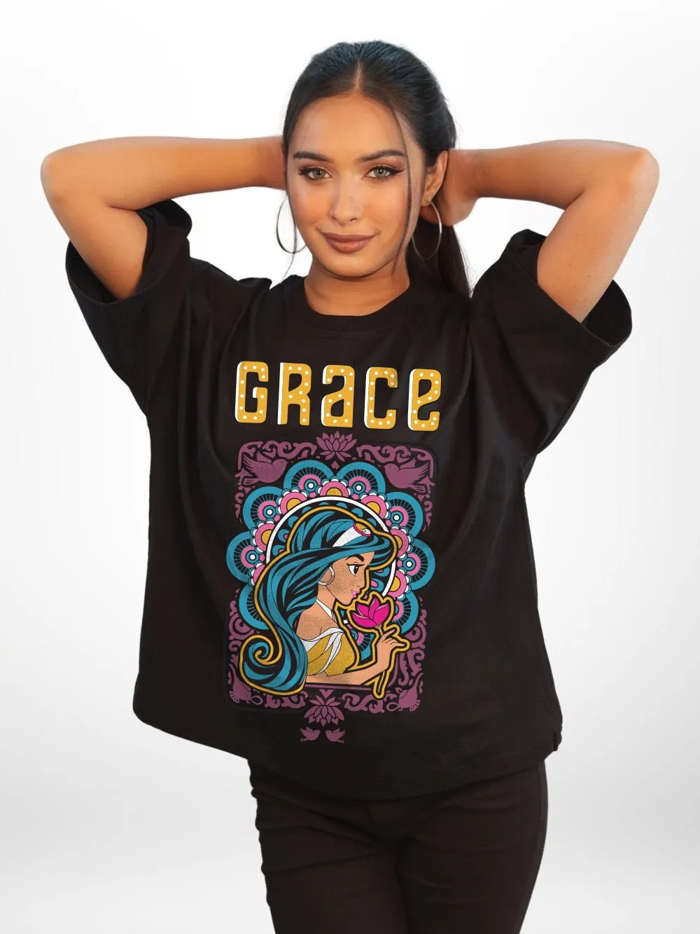 ALADIN: HER GRACE Graphic Printed Womens Drop Shoulder T-shirt Legacy Boutiques Bangladesh