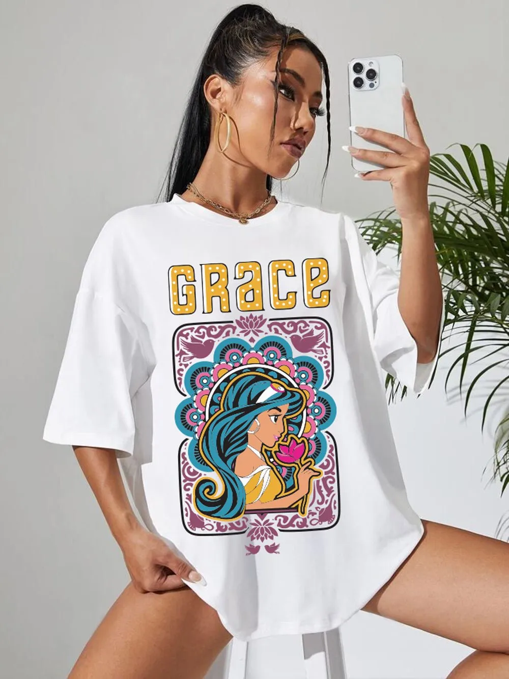 ALADIN: HER GRACE Graphic Printed Womens Drop Shoulder T-shirt Legacy Boutiques Bangladesh