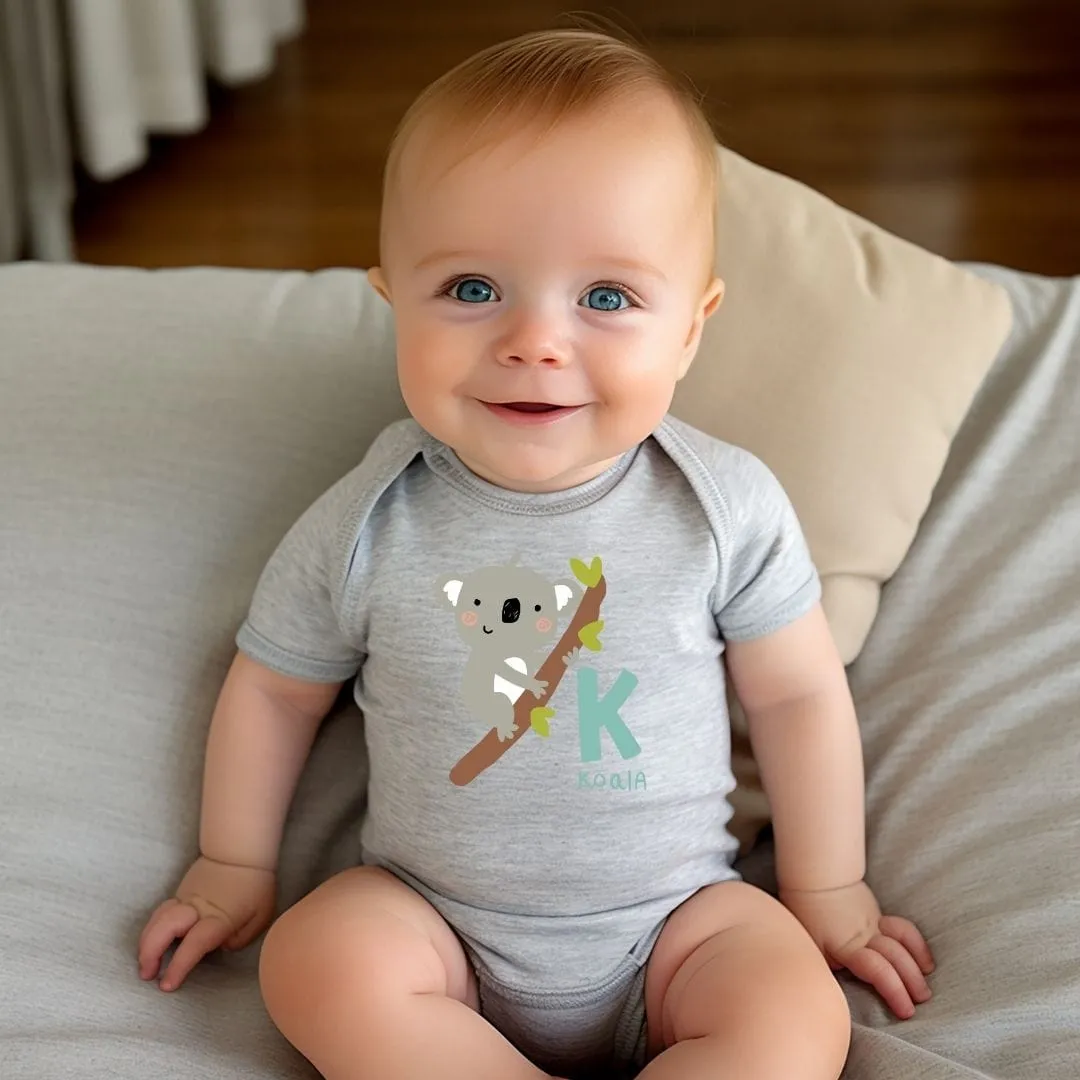 Animal Alphabet - K for Koala Baby Bodysuit - Unisex Graphic Bodysuit for Babies