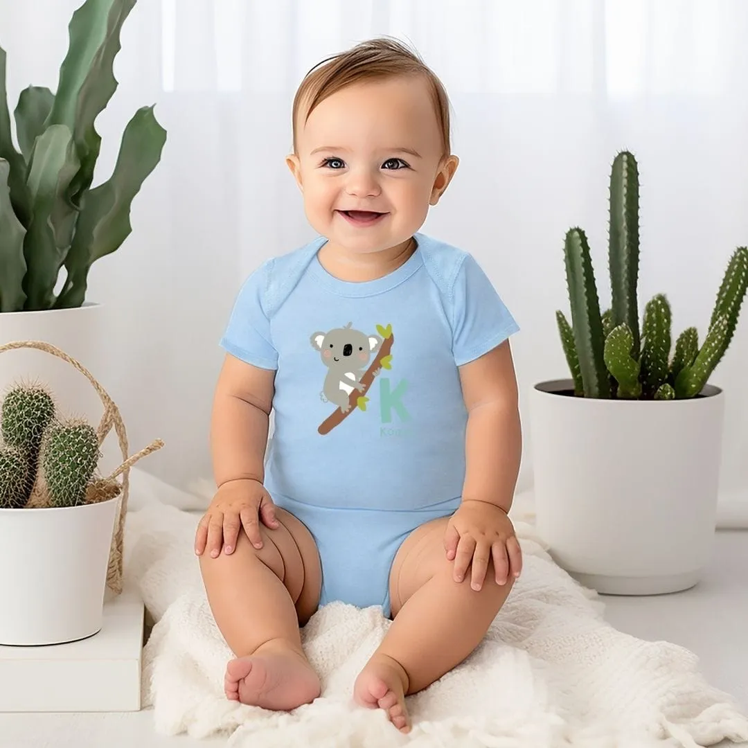 Animal Alphabet - K for Koala Baby Bodysuit - Unisex Graphic Bodysuit for Babies