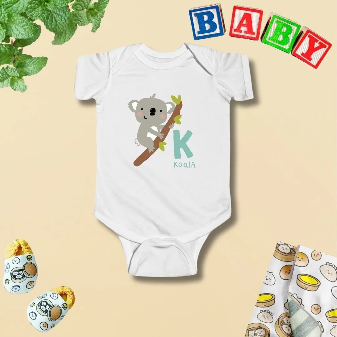 Animal Alphabet - K for Koala Baby Bodysuit - Unisex Graphic Bodysuit for Babies