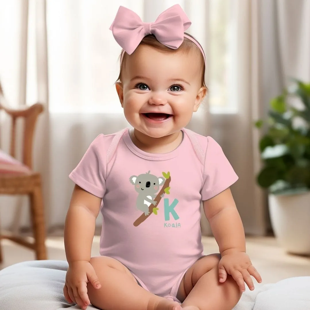 Animal Alphabet - K for Koala Baby Bodysuit - Unisex Graphic Bodysuit for Babies