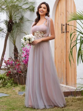 Appliques Lace Sweetheart Neckline Tulle Evening Dress