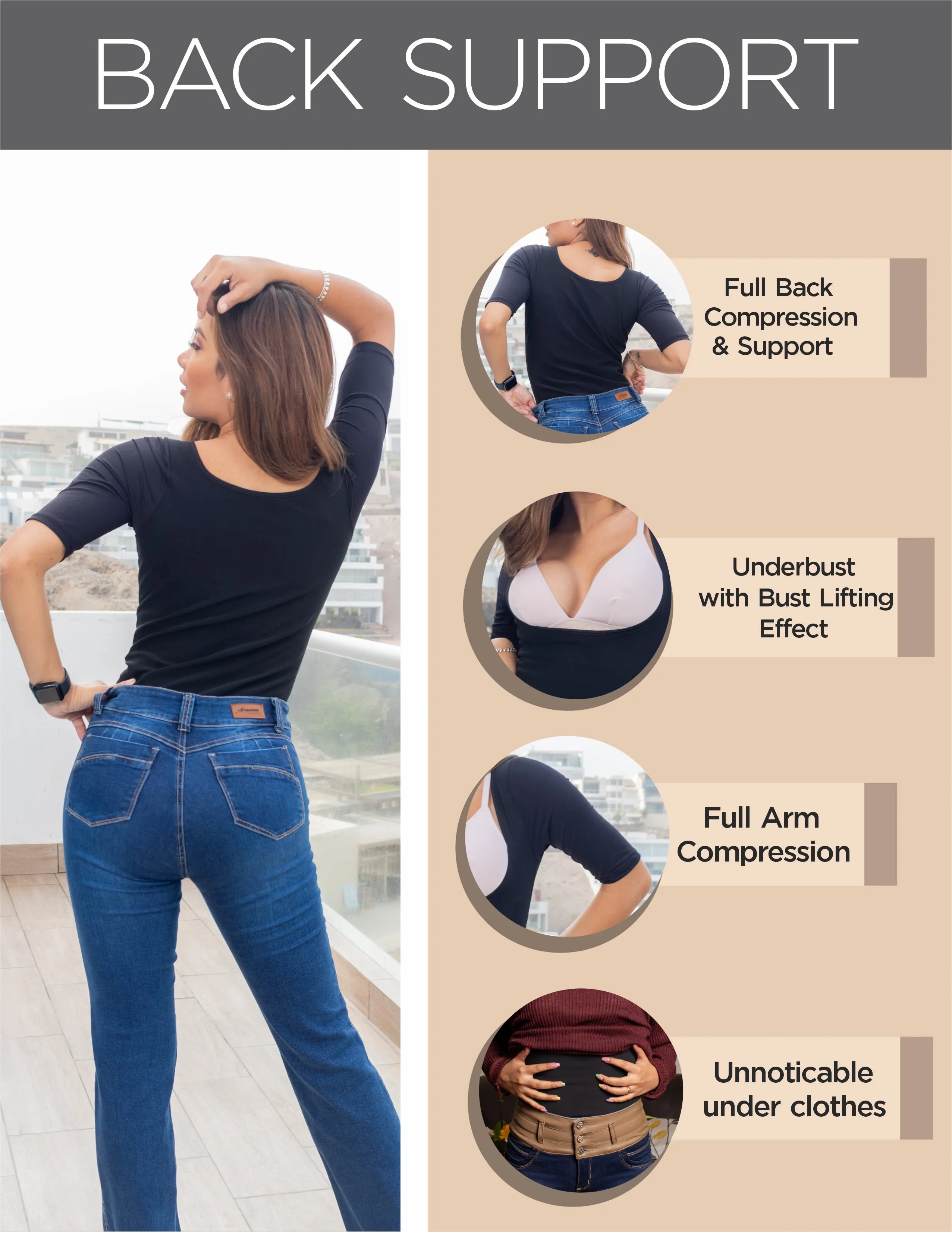 Arm Shaper Back Support Cami Faja Brazos Mia