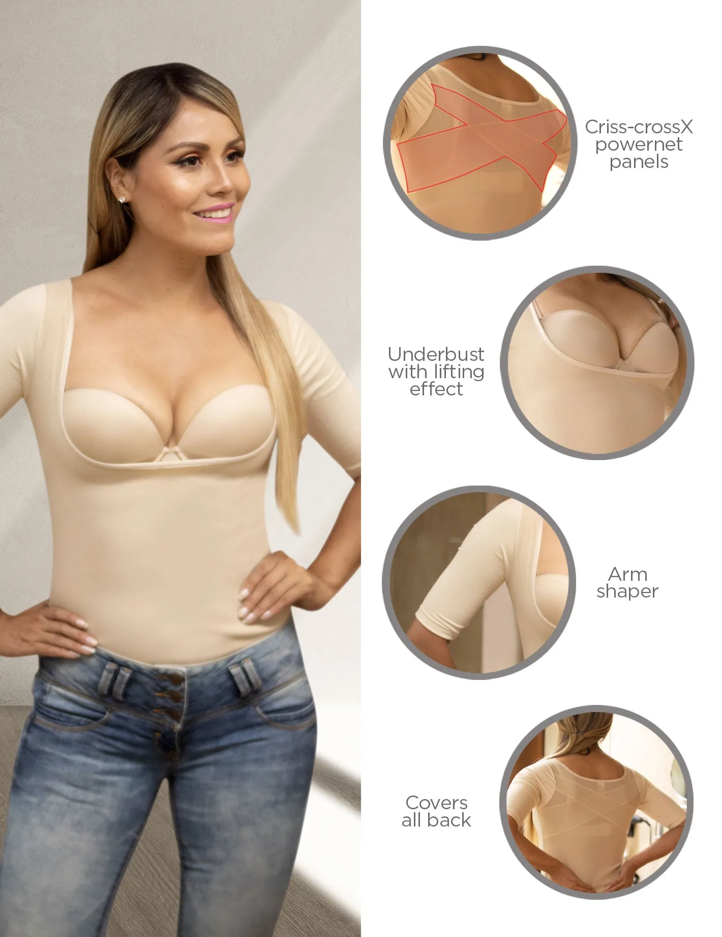 Arm Shaper Back Support Cami Faja Brazos Mia