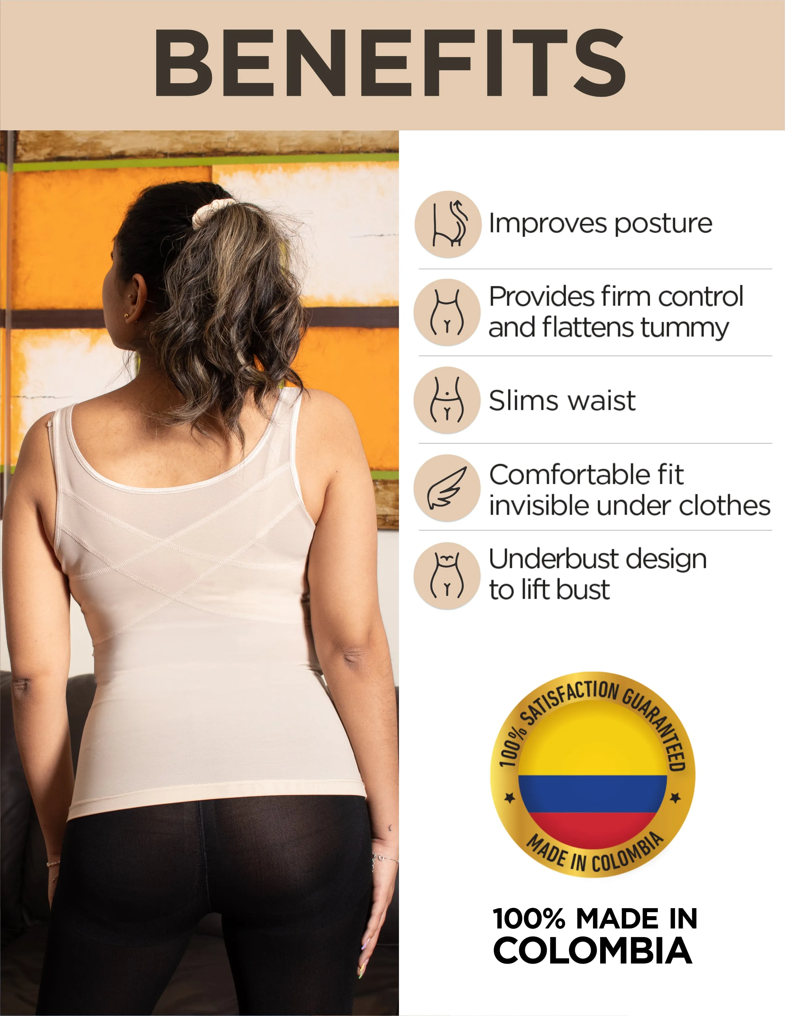 Arm Shaper Back Support Cami Faja Brazos Mia