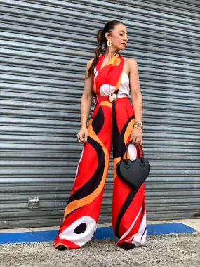 Art Deco Red Jumpsuit