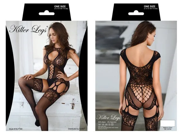 Attention Getter Studded Fishnet Bodysuit