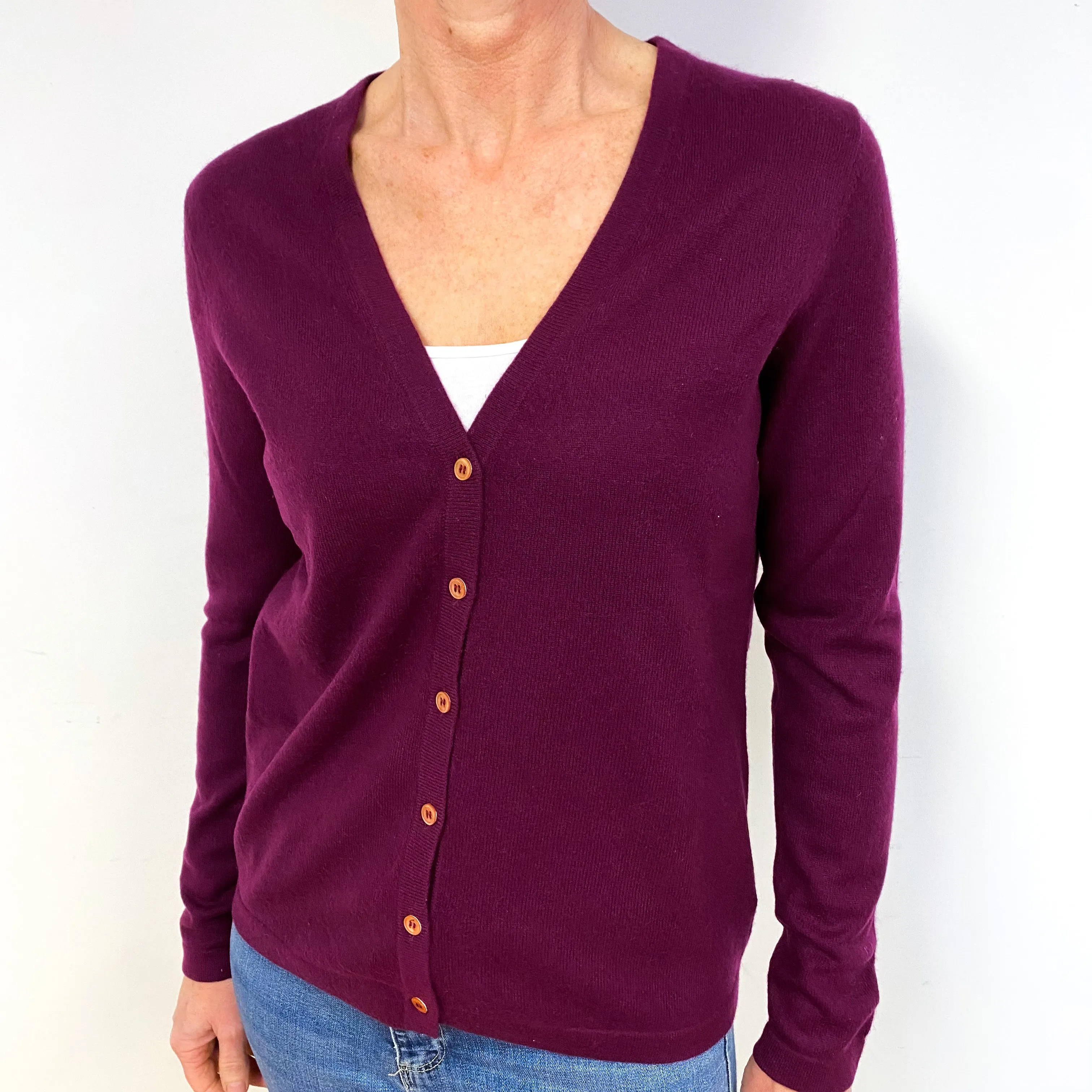 Aubergine Cashmere Cardigan Medium