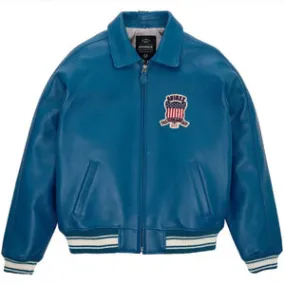 Avirex Military Blue Bomber Leather Jacket