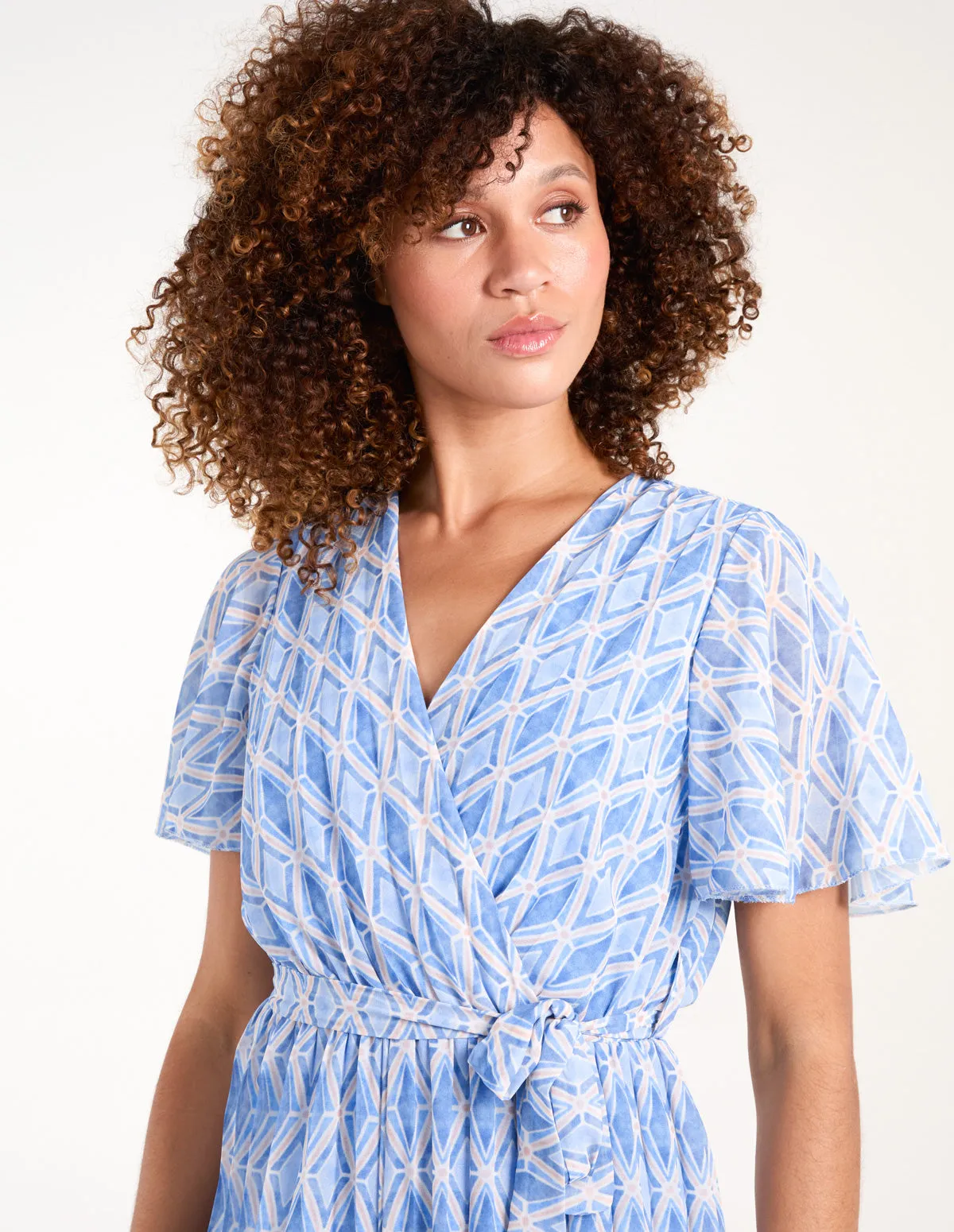Aztec Diamond Printed Pleated Jumpsuit