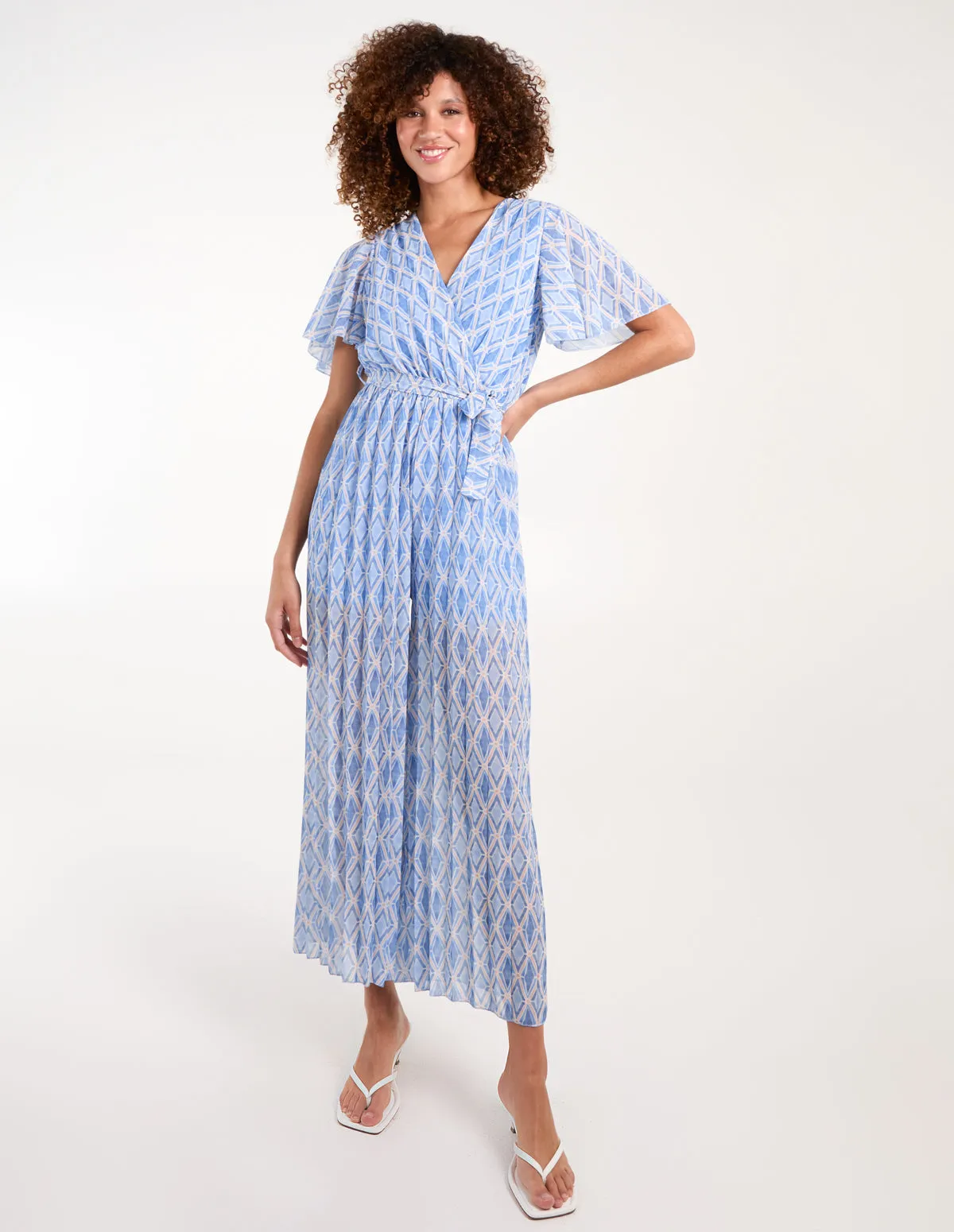 Aztec Diamond Printed Pleated Jumpsuit