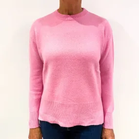 Baby Pink Slouchy Cashmere Crew Neck Jumper Medium