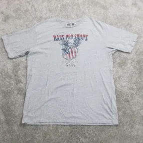 Bass Pro Shops Mens T-Shirt Short Sleeve Crew Neck Tee Baseball Gray Size XL