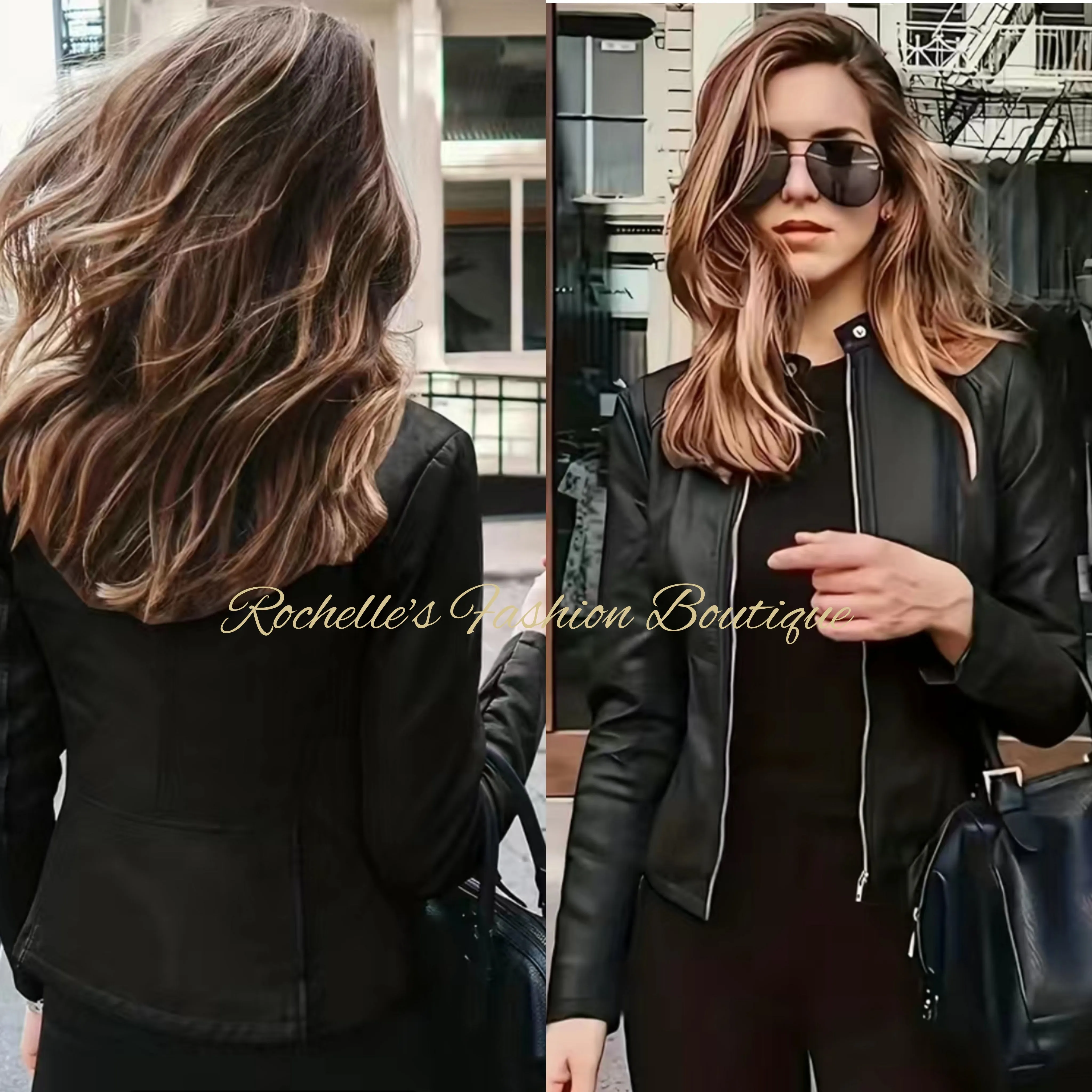Black Biker Leather Jacket 2