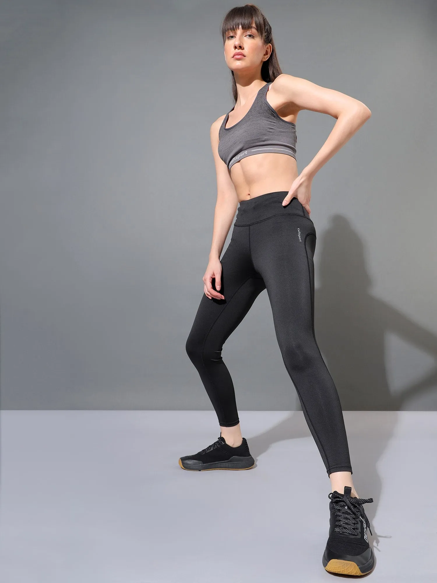 Black High Waist Solid Performance Tights