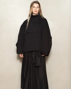 Black Jonis Oversized Short Collared Parka