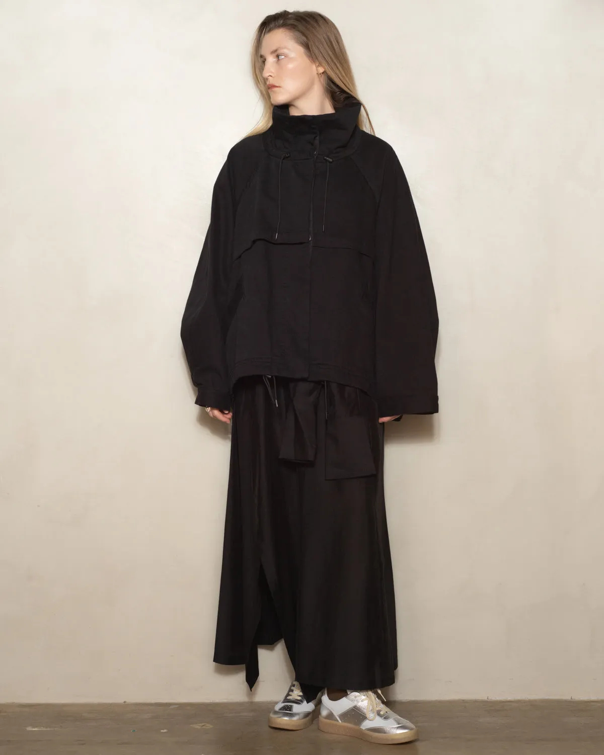 Black Jonis Oversized Short Collared Parka