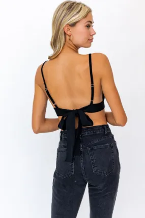 Black Tie Back Sweater Top