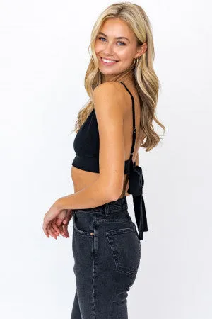 Black Tie Back Sweater Top