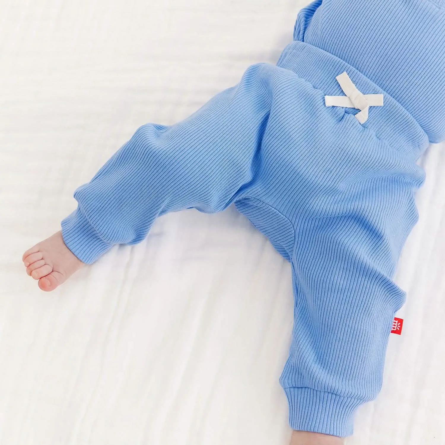 blue skies ribbed cotton magnetic long sleeve bodysuit   pant set