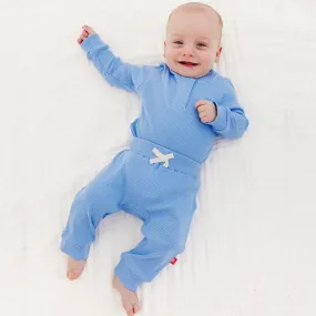 blue skies ribbed cotton magnetic long sleeve bodysuit   pant set