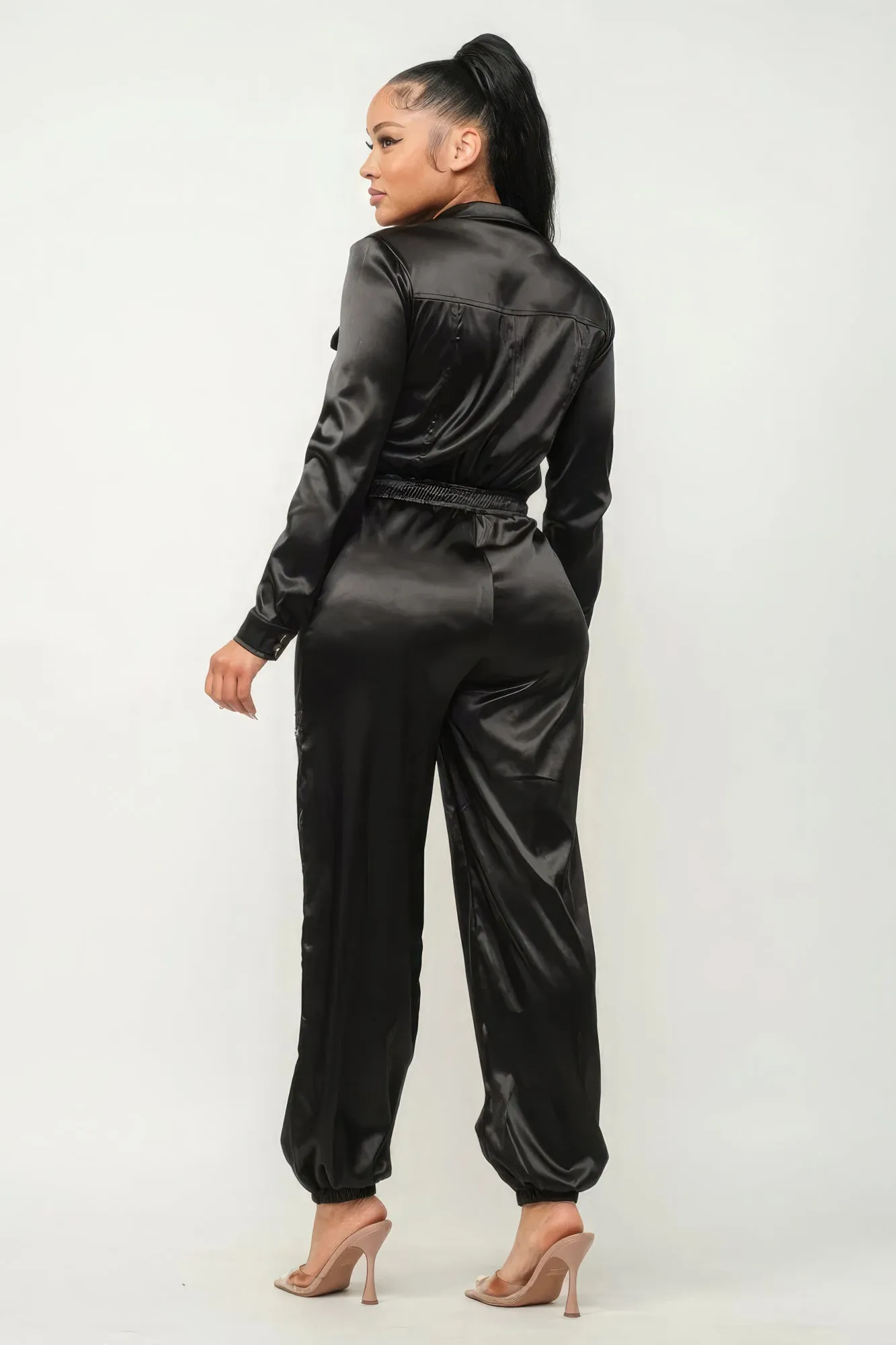 Blue Zone Planet |  Front Zipper Pockets Top And Pants Jumpsuit