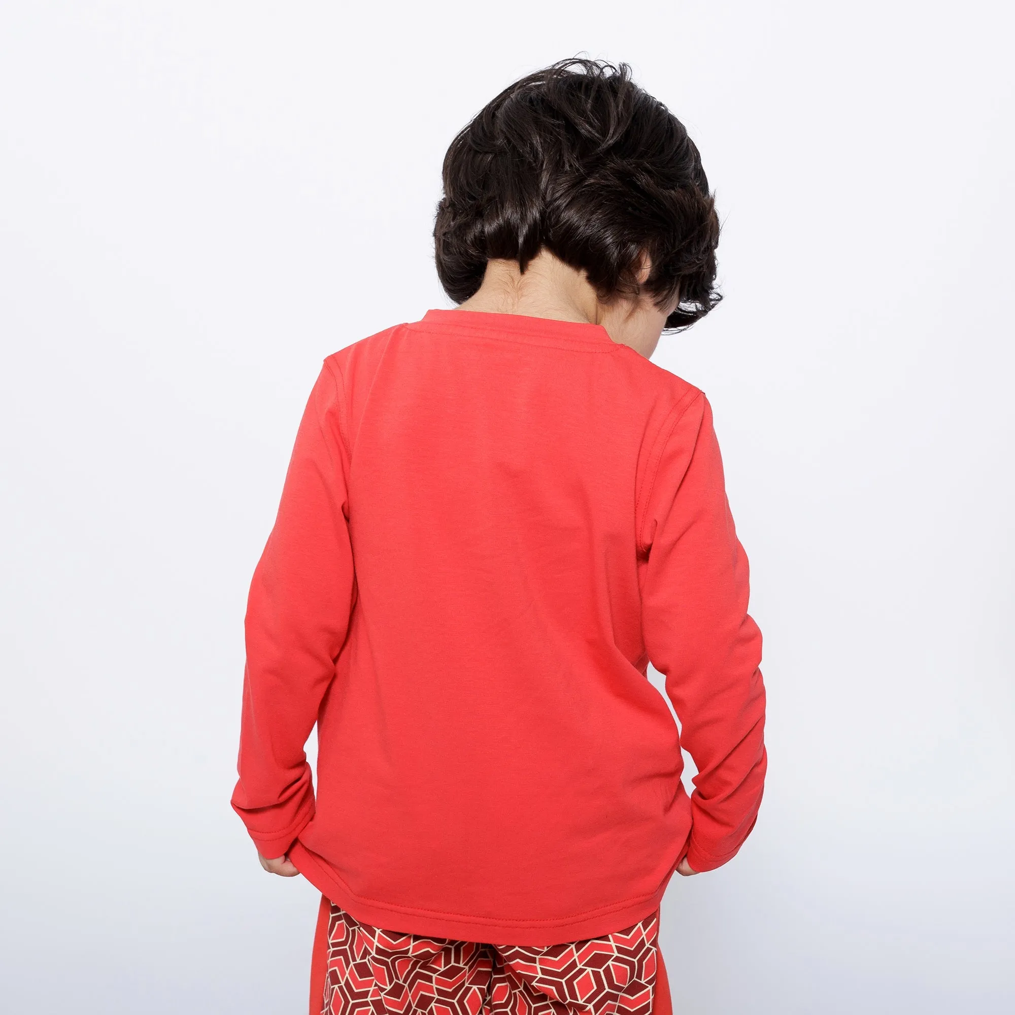 Boys Pocket Long-Sleeve Henley Shirt - Red | Multicultural Kids Clothing