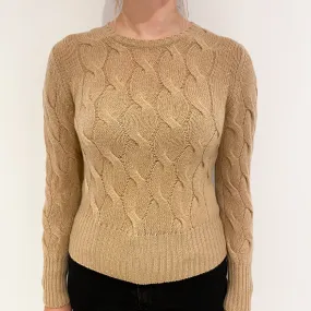 Brand New Scottish Caramel Brown Cashmere Chunky Crew Neck Jumper Small
