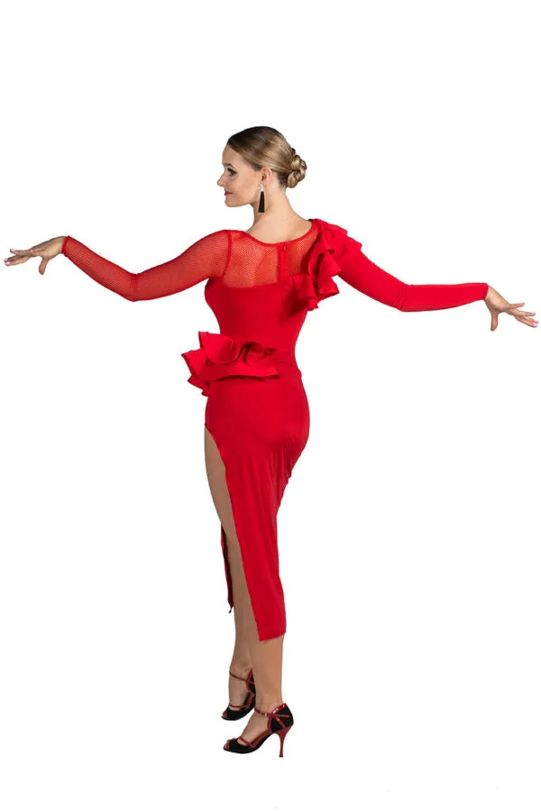 Broadway Frill Dress in Red
