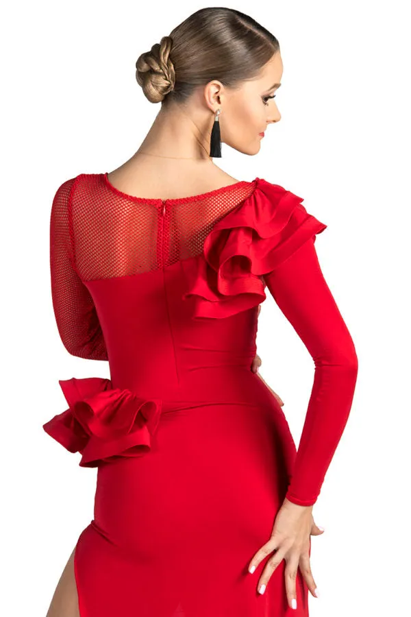 Broadway Frill Dress in Red