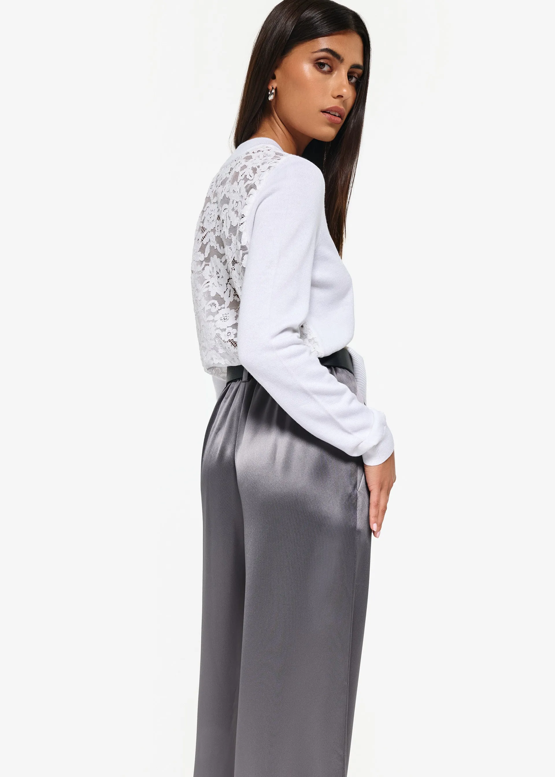 Camden Lace Sweater White
